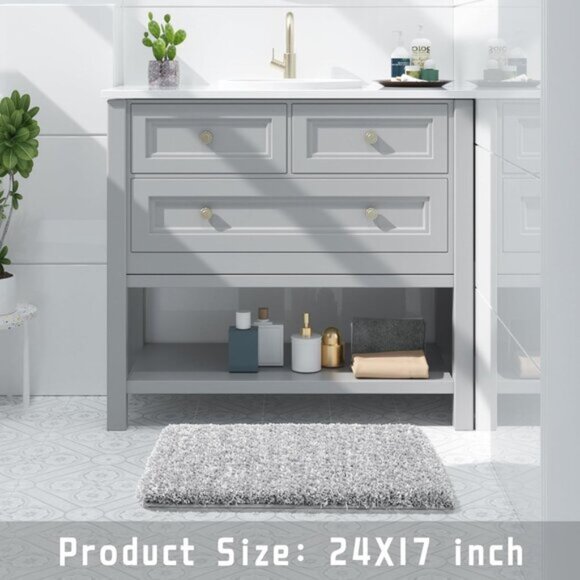 New 24x17 Bathroom Rug, Soft Plush Non-Slip Washable Mat for Shower & Sink Area - Picture 6 of 8